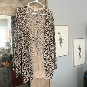 Leopard print cardigan.